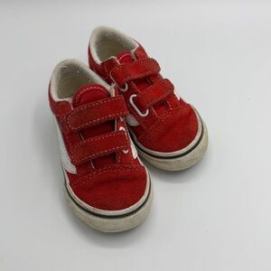 Vans Red Velcro Sneakers Size 6.5